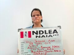 S/African lady bags 40 years in jail for importing 5.75kg heroin into Nigeria.